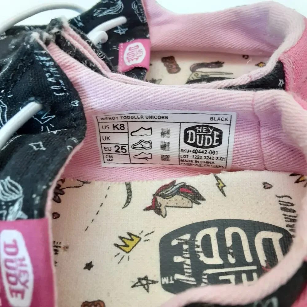 Hey Dude Wendy Sox Slip On Shoes Toddler 8 Black Unicorn Whimsical Boat Shoes